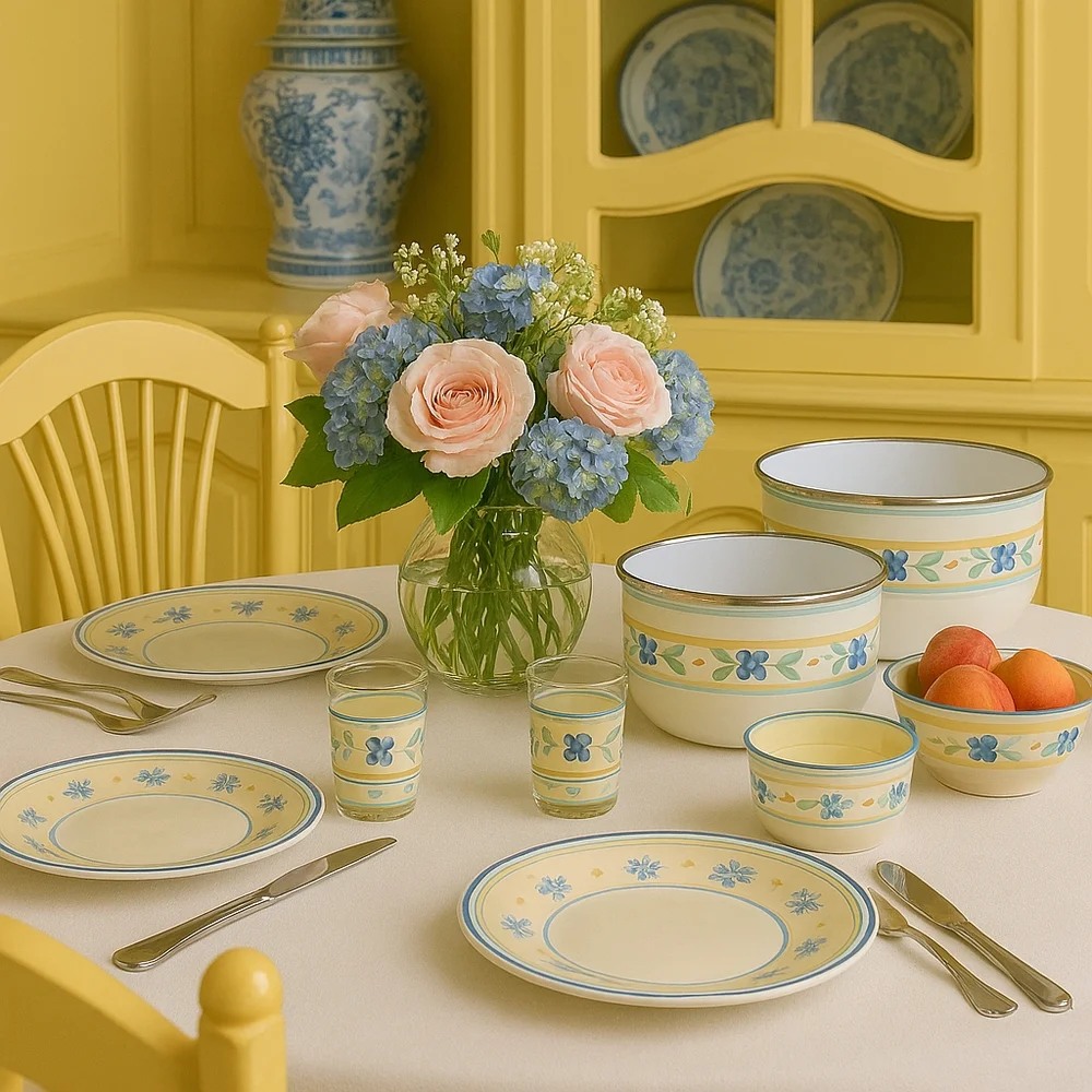 Pfaltzgraff “Summer Breeze” Metal Mixing Bowl Trio | Enamel Nesting Set